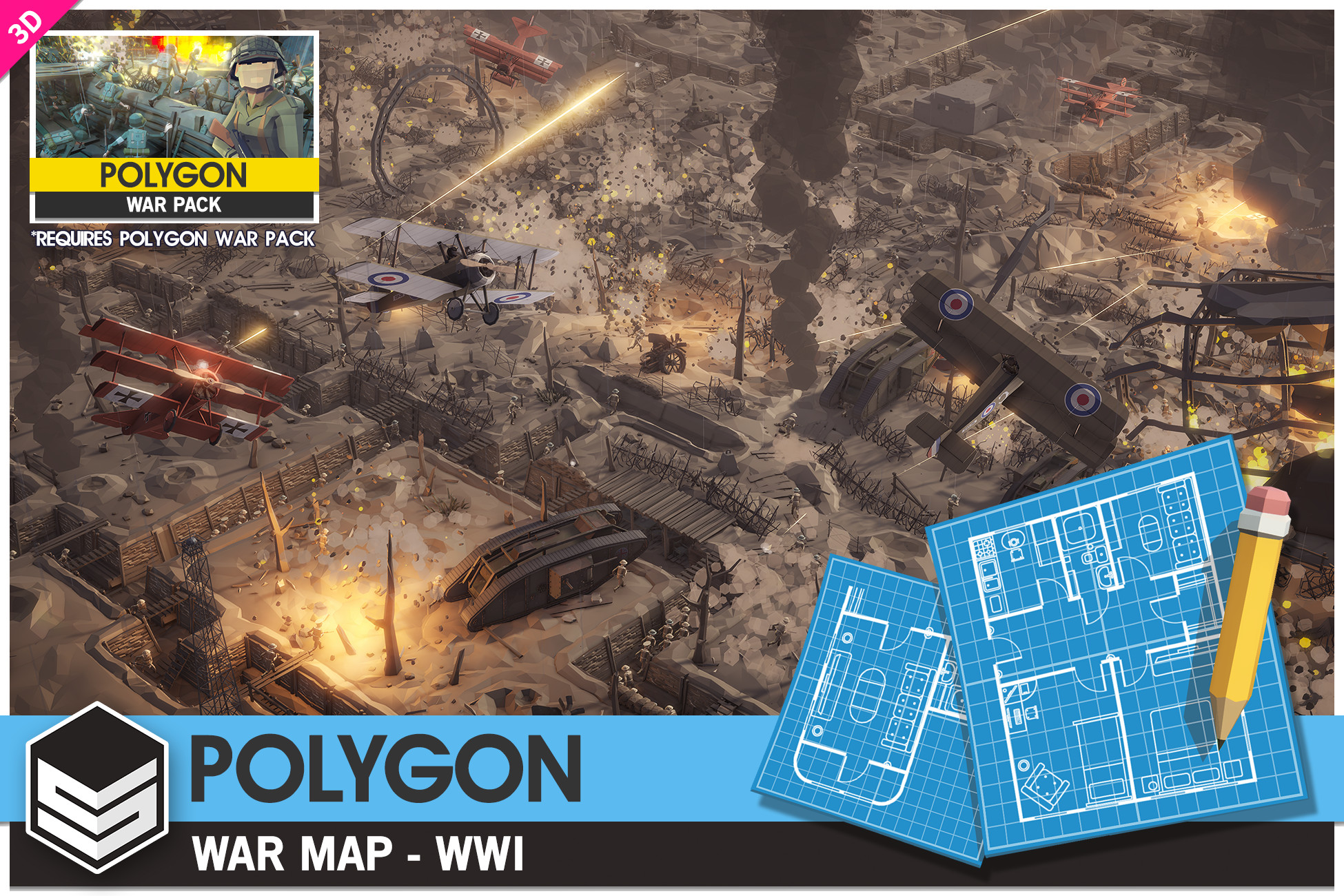 POLYGON War Map - WWI - Low Poly 3D Art by Synty | Сайт читов, скриптов и  кодов для онлайн игр - YouGame.Biz